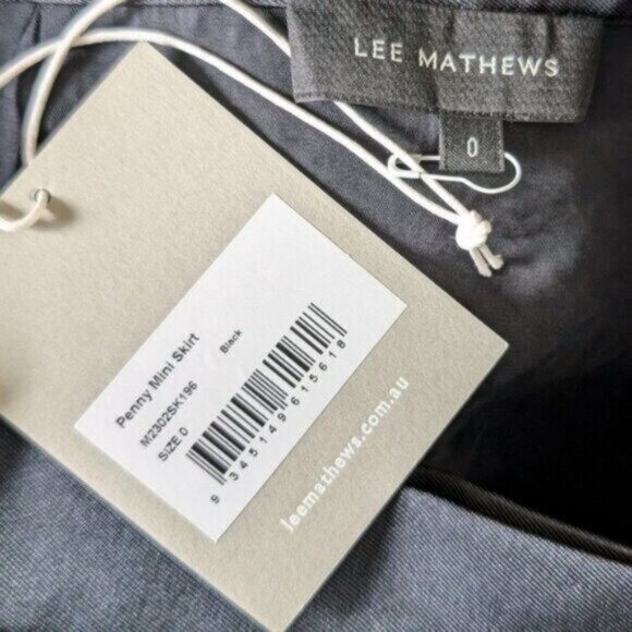 Lee Mathews Penny Mini Skirt 0 NEW Black Technical-Canvas Wrap Retro Designer - Picture 6 of 9
